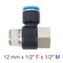 Pu Hose Fitting Tee 12mm X 1/2'f X 1/2'm